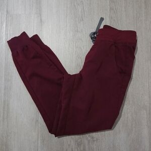 FIGS Burgundy Scrub Zamora Jogger Pants, SIZE XS